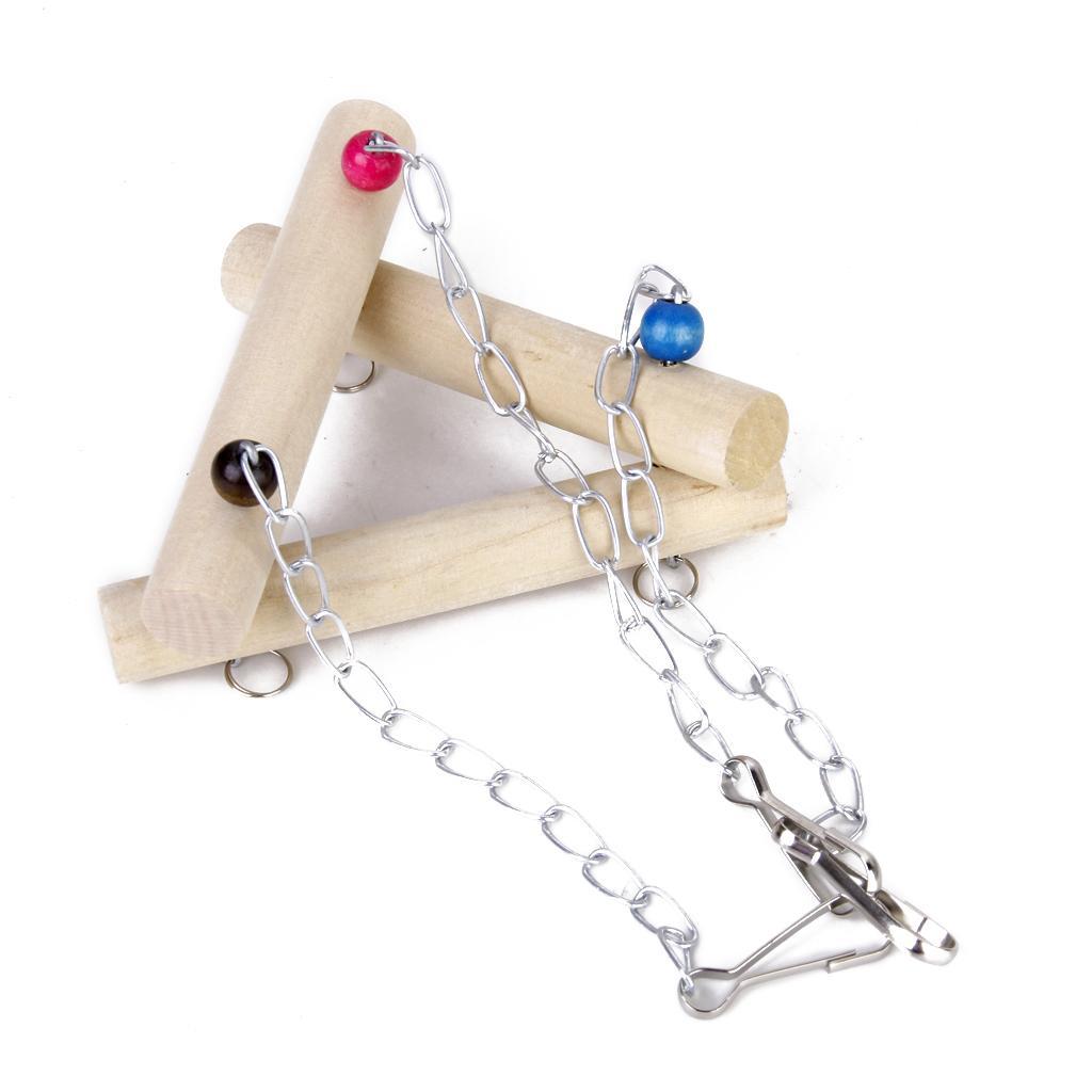 Wooden Bird Triangle Swing Bird Toy Cage Toys for Squirrels Parrots