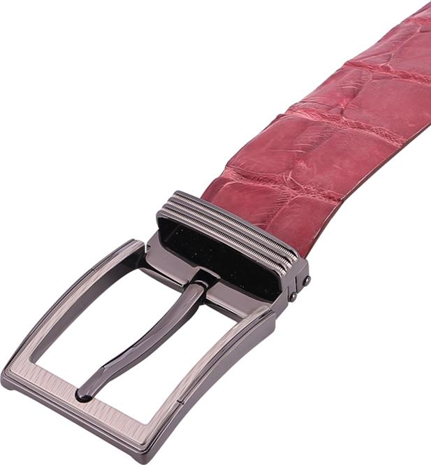 Thắt Lưng Nam Da Cá Sấu Nguyên Con Bụng Bản Lớn Đầu Kim Huy Hoàng HT4780 - Đỏ Đô