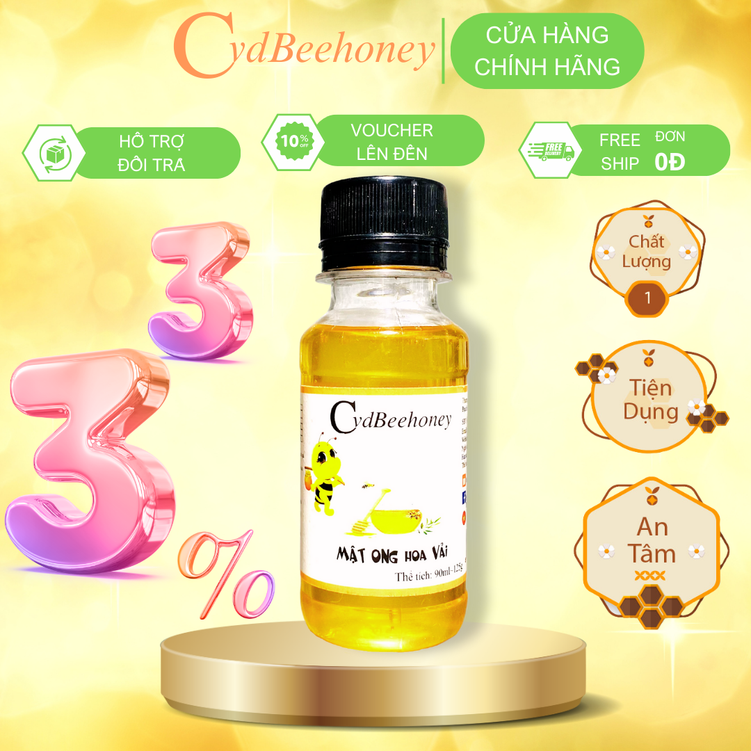 Mật Ong Nguyên Chất Hoa Vải Cvdbeheoney loại 90ml(125g) 