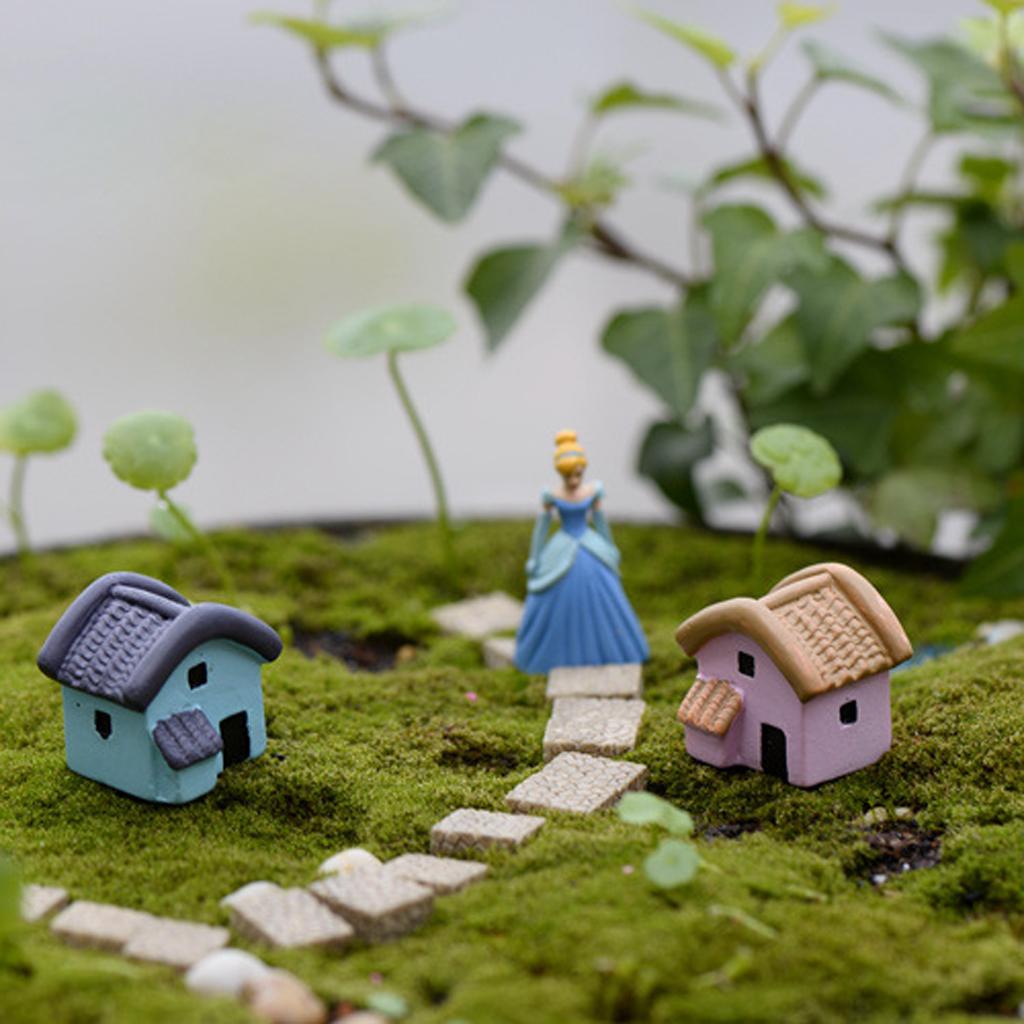 Set Of 2pcs Small House Micro Landscape Craft