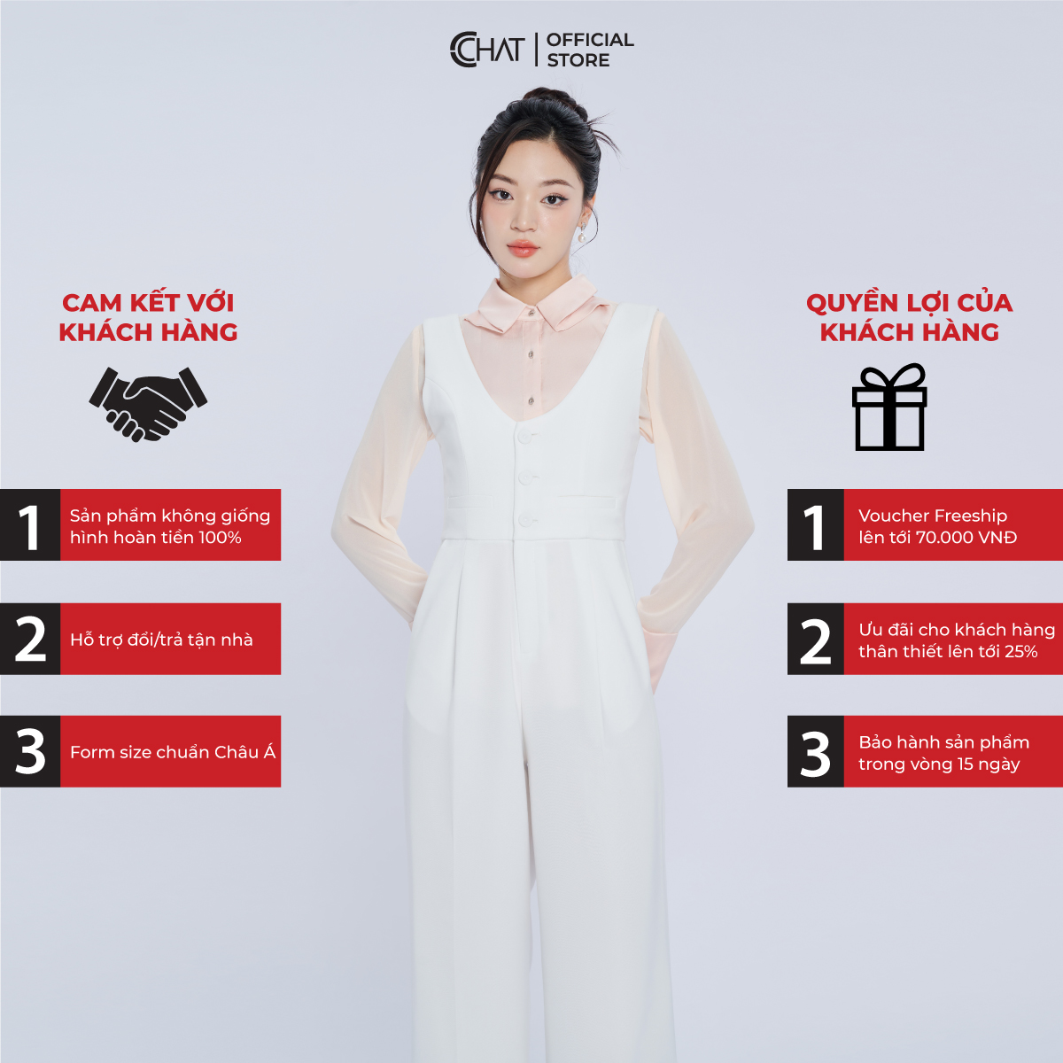 Jumpsuit Nữ  Kiểu Yếm 3 Cúc Dáng Suông Chất Tuytsi Cao Cấp 22JAS2002ST