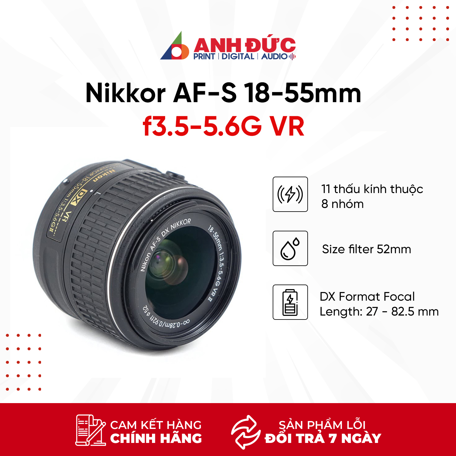 Ống Kính Nikkor AF-S 18-55mm f3.5-5.6G VR - Hàng Chính Hãng