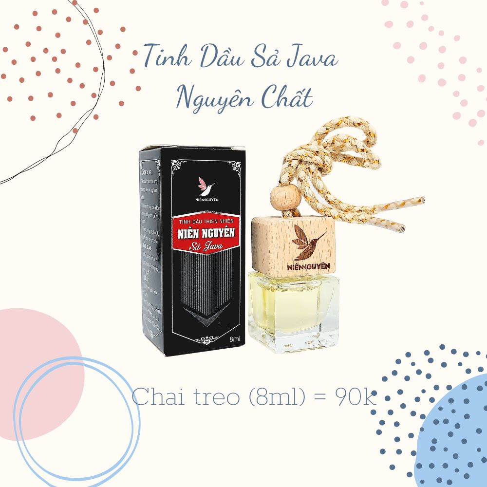 Tinh Dầu Sả Java Nguyên Chất - Chai Treo Khử Mùi (8ml): Khử mùi xe, mùi ẩm mốc, đuổi muỗi, thư giãn...