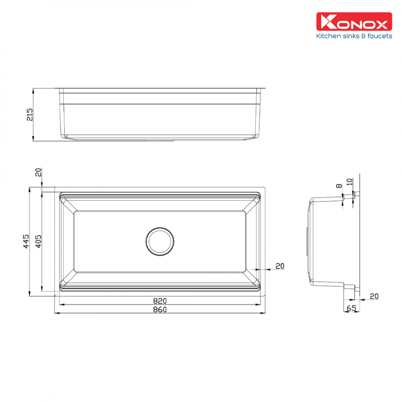 Chậu rửa bát chống xước KONOX Workstation – Undermount Sink KN8644SU Dekor - Bảo hành chính hãng 10 năm