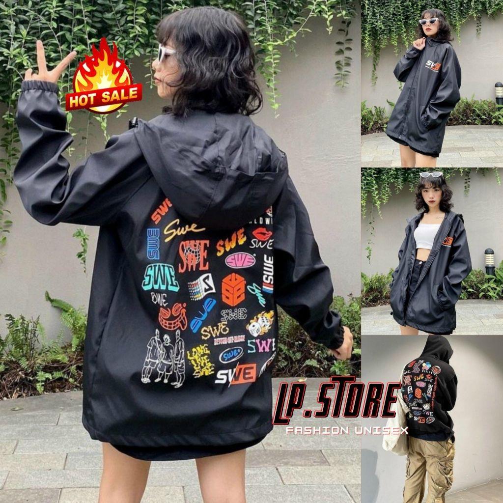 Áo Khoác Dù Nam Nữ Unisex - Áo Khoác Bomber SWE Sticker (có form rộng XL) - LP.STORE