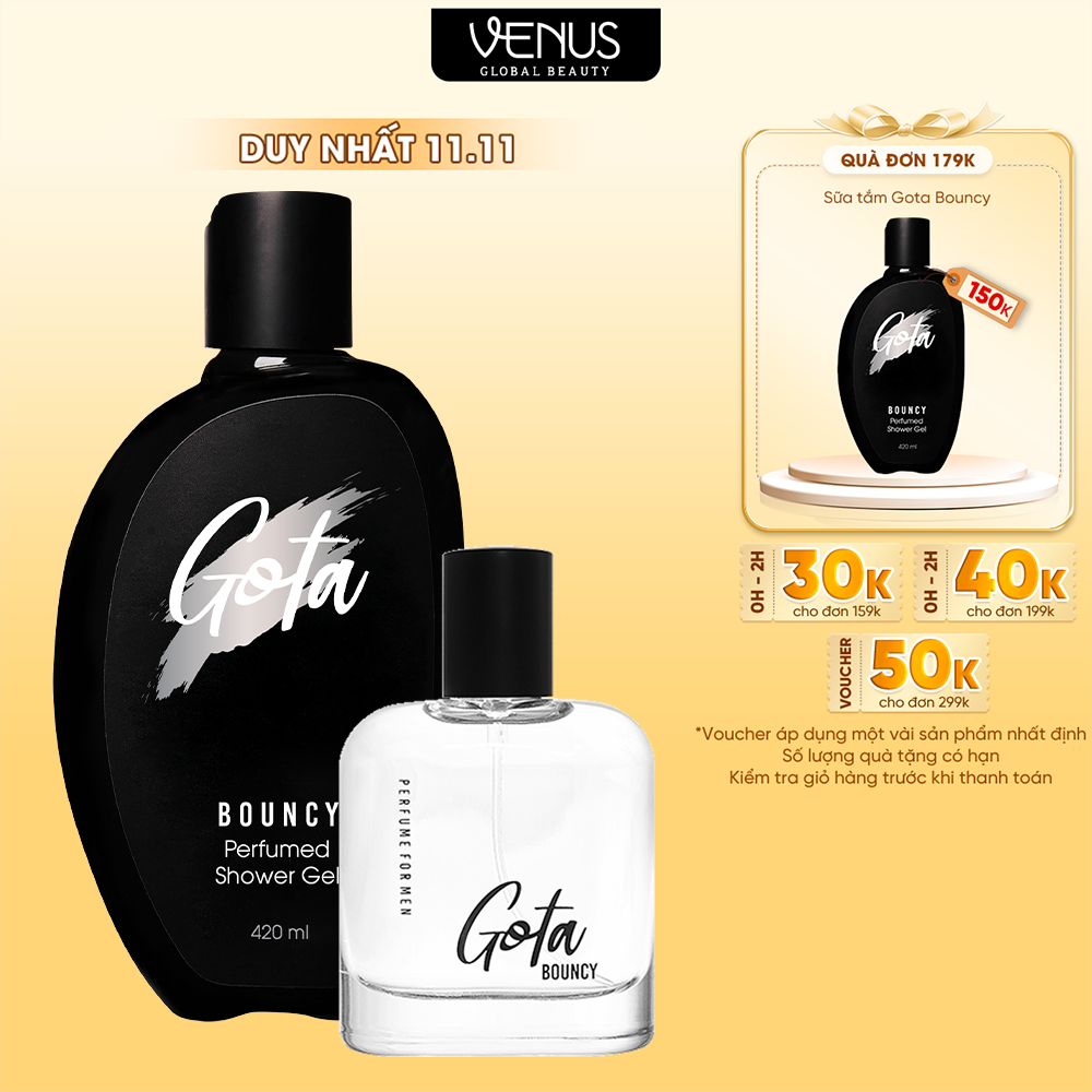 Bộ đôi Nước hoa Và Sữa tắm Nam Gota Bouncy Chính Hãng: Nước Hoa Nam 50ml+ Sữa
Tắm Nam 420ml