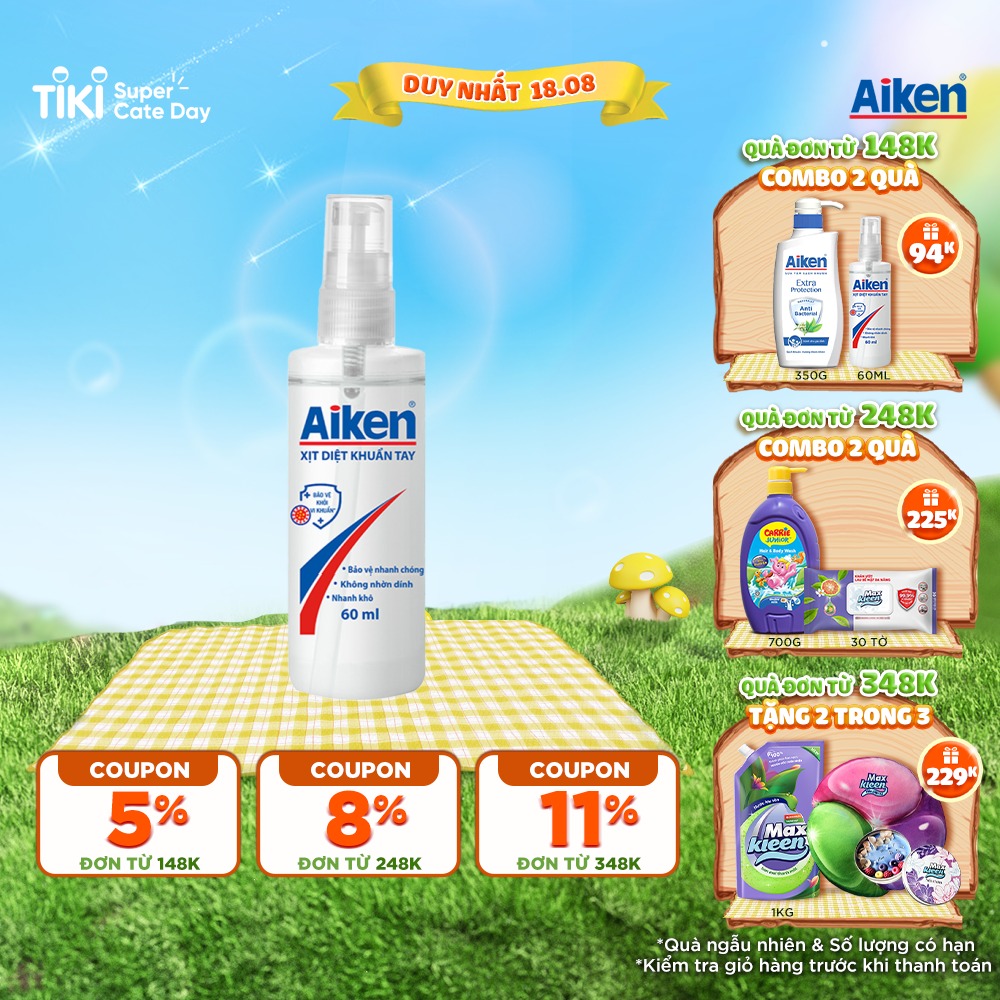 Xịt Diệt Khuẩn Tay Aiken 60ml