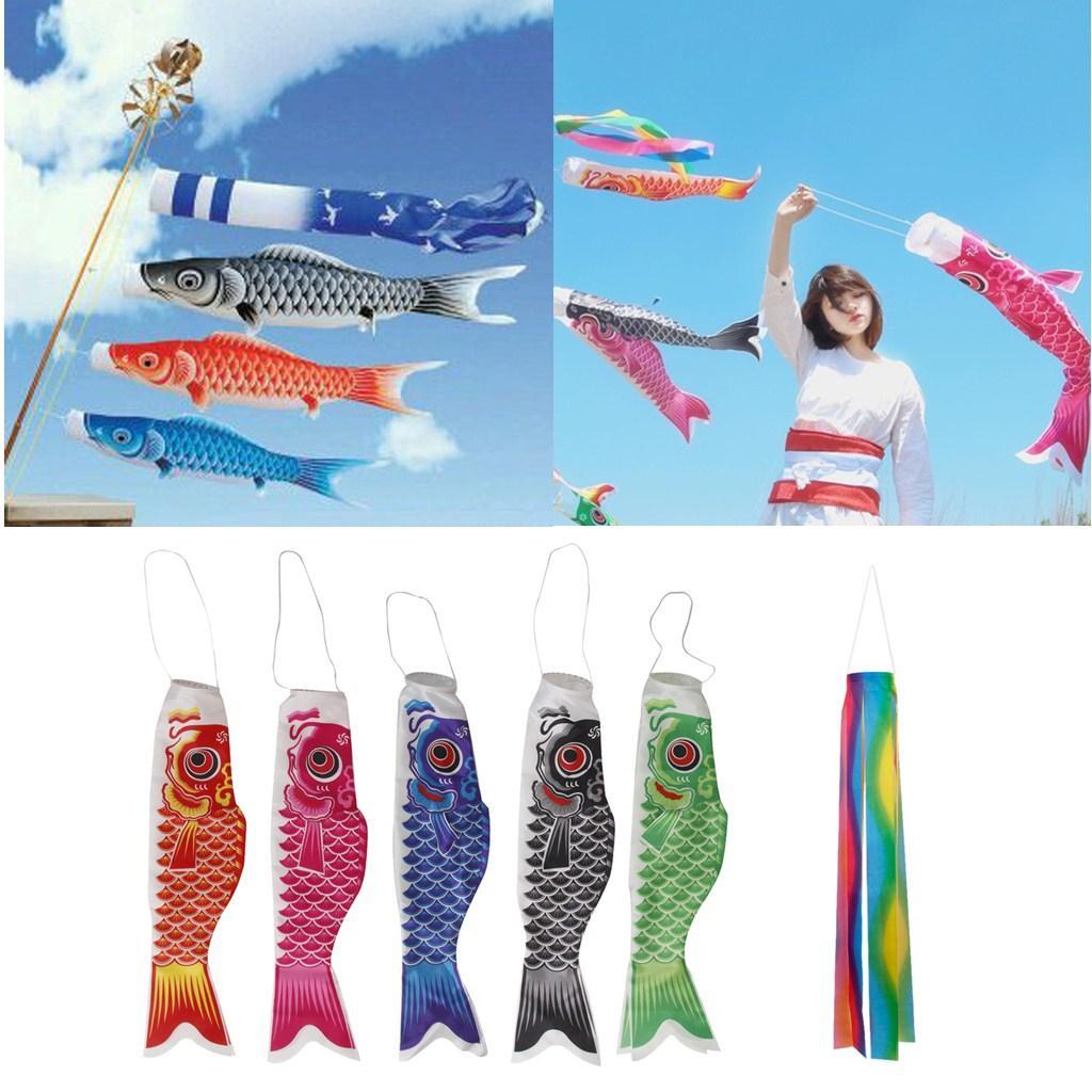 2 Pieces Japanese Carp Windsock Streamer Fish Flag Kite Nobori