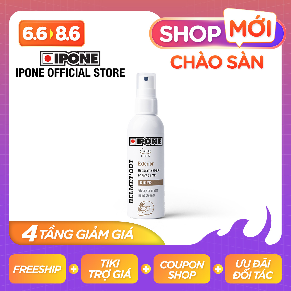 Chai Xịt Vệ Sinh Và Bảo Vệ Bên Ngoài Nón Bảo Hiểm Ipone Helmet Out (100ml) - Hàng Chính Hãng