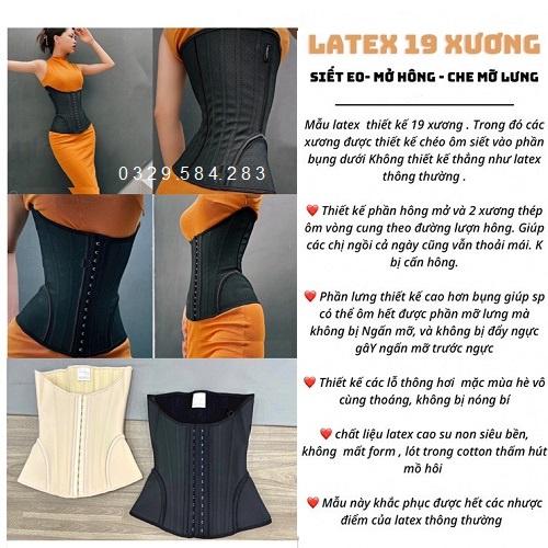 Đai Nịt Bụng Latex "Thế Hệ Mới" che mỡ lưng, giảm mỡ bụng VITA LATEX Cao Cấp. Tặng kèm Thước Dây