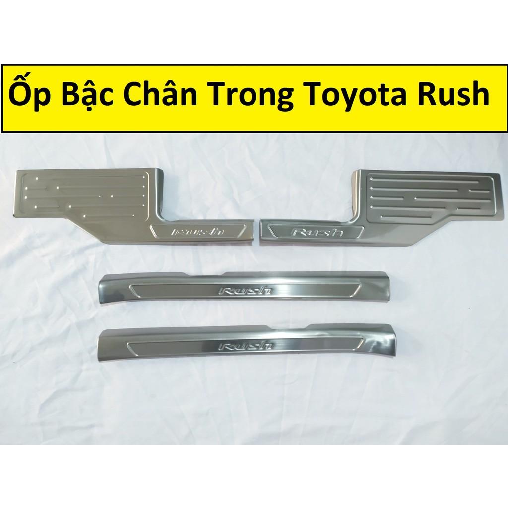 Ốp Bậc Cửa, Nẹp Bước Chân Trong, Ngoài Xe Toyota Rush 2019-2021 Trong, Ngoài Cao Cấp, Chất Liệu Inox Cao Cấp
