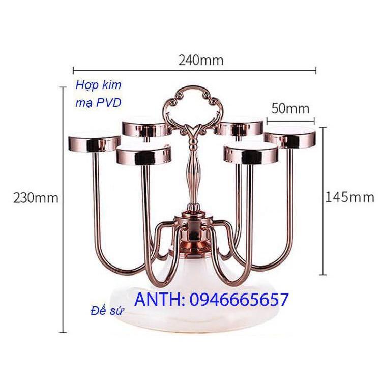 Giá úp ly cốc Inox mạ vàng hồng đế sứ - ANTH338