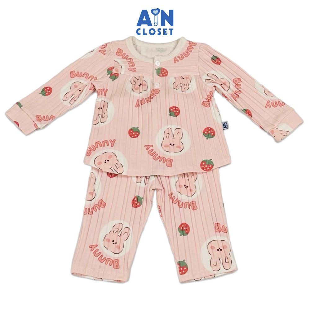 Bộ quần áo Dài bé gái họa tiết Thỏ Bunny Hồng Thun cotton - AICDBGAKL7KY - AIN Closet