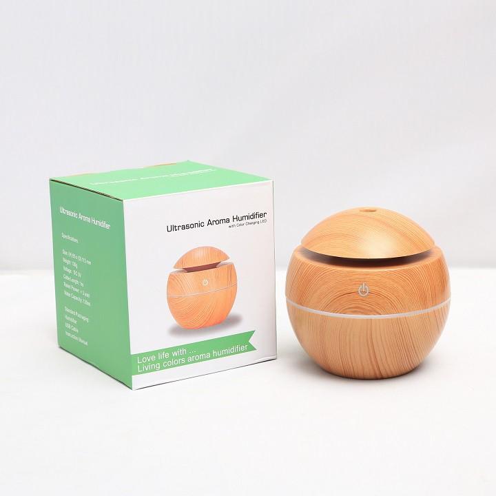 Máy xông tinh dầu - Máy phun sương tạo ẩm vân gỗ hình cầu