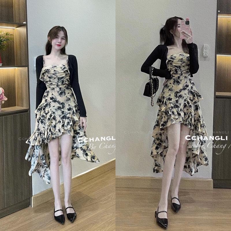 SET ĐI CHƠI, SET VÁY 2S HOA ĐUÔI XÒE PHỐI KHOÁC VÁY CỰC KUTE