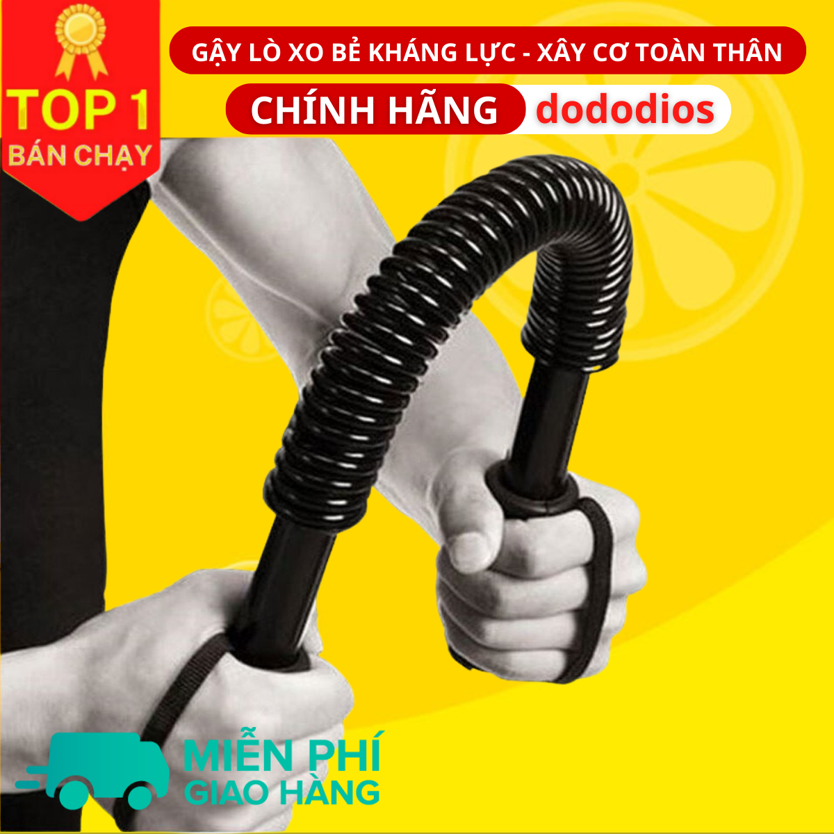 Gậy lò xo, Gậy Bẻ Tập Cơ Tay Gậy Lò Xo Lực 20kg, 25kg, 30Kg, 40kg, 50kg, 60kg - Hàng chính hãng dododios - gậy lò xo 100kg màu vàng