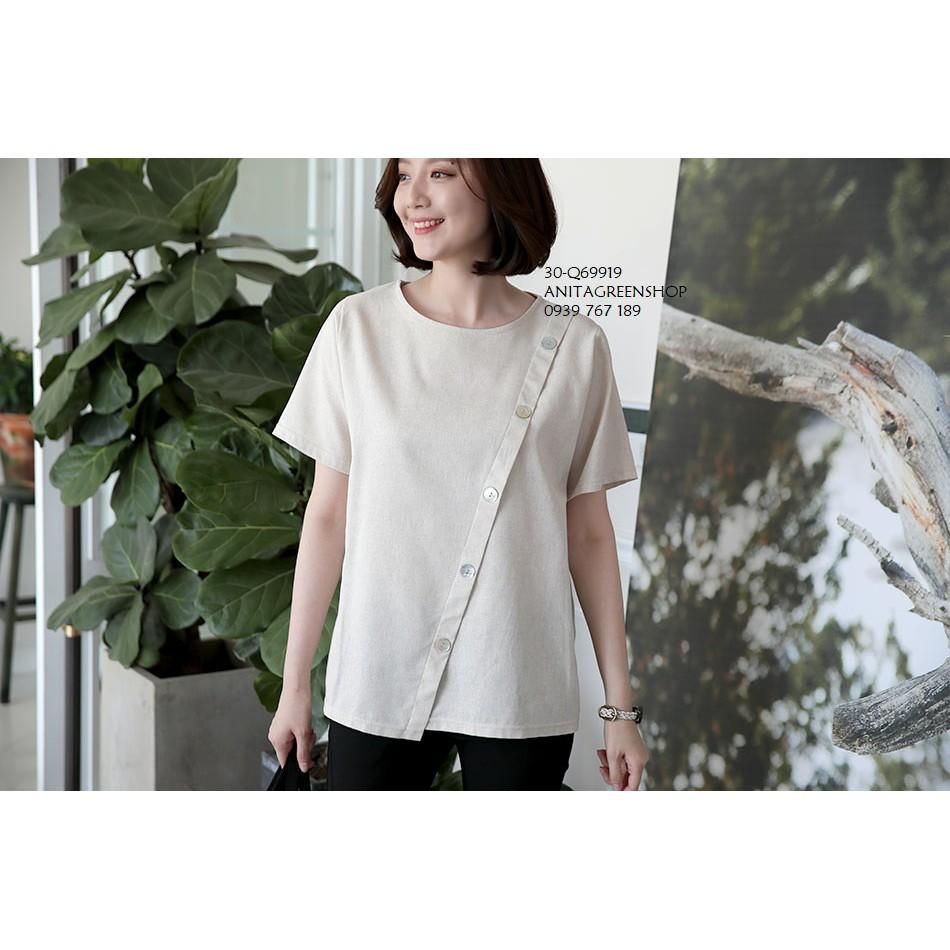 Q69919 ÁO NỮ VẠT XÉO PHỐI NÚT