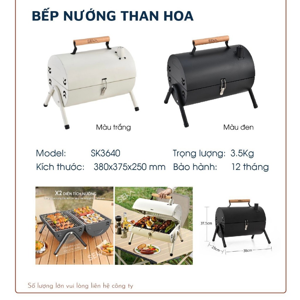 Bếp Nướng Than Hoa Seka SK3640 Cao Cấp Kèm Vỉ Nướng, Lò Nướng Đa Năng Gấp Gọn Mang Đi Du Lịch, Dã Ngoại - hàng chính hãng