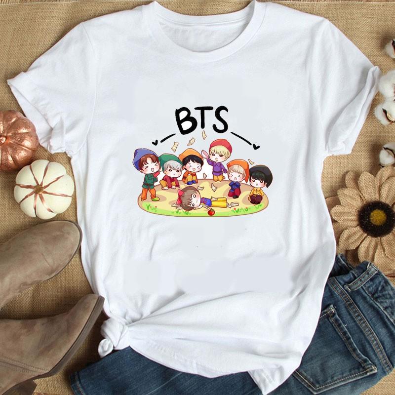 Áo in hình chibi BTS ngắn tay mùa hè