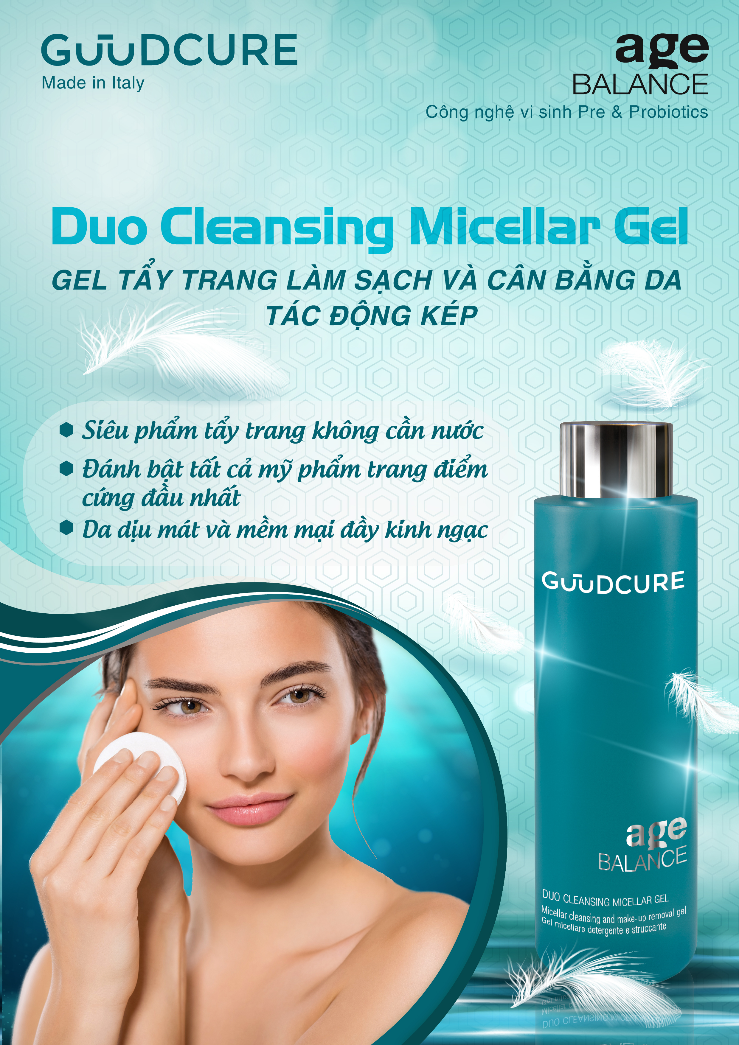 Gel tẩy trang làm sạch và cân bằng da tác động kép Age Balance Duo Cleansing Micellar Gel