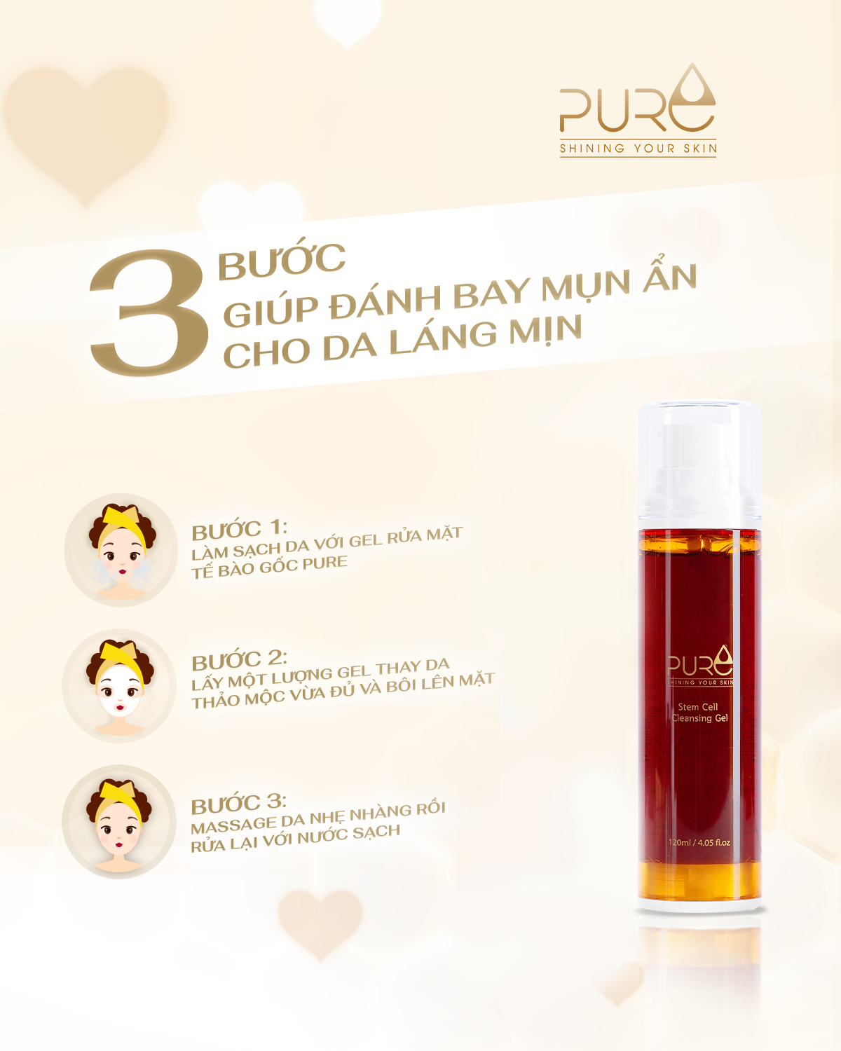 Gel Rửa Mặt Pure - Làm Sạch Sâu, Mềm Mại, Trắng Sáng, Se Khít Chân Lông, Ngăn Ngừa Lão Hóa - Chính Hãng