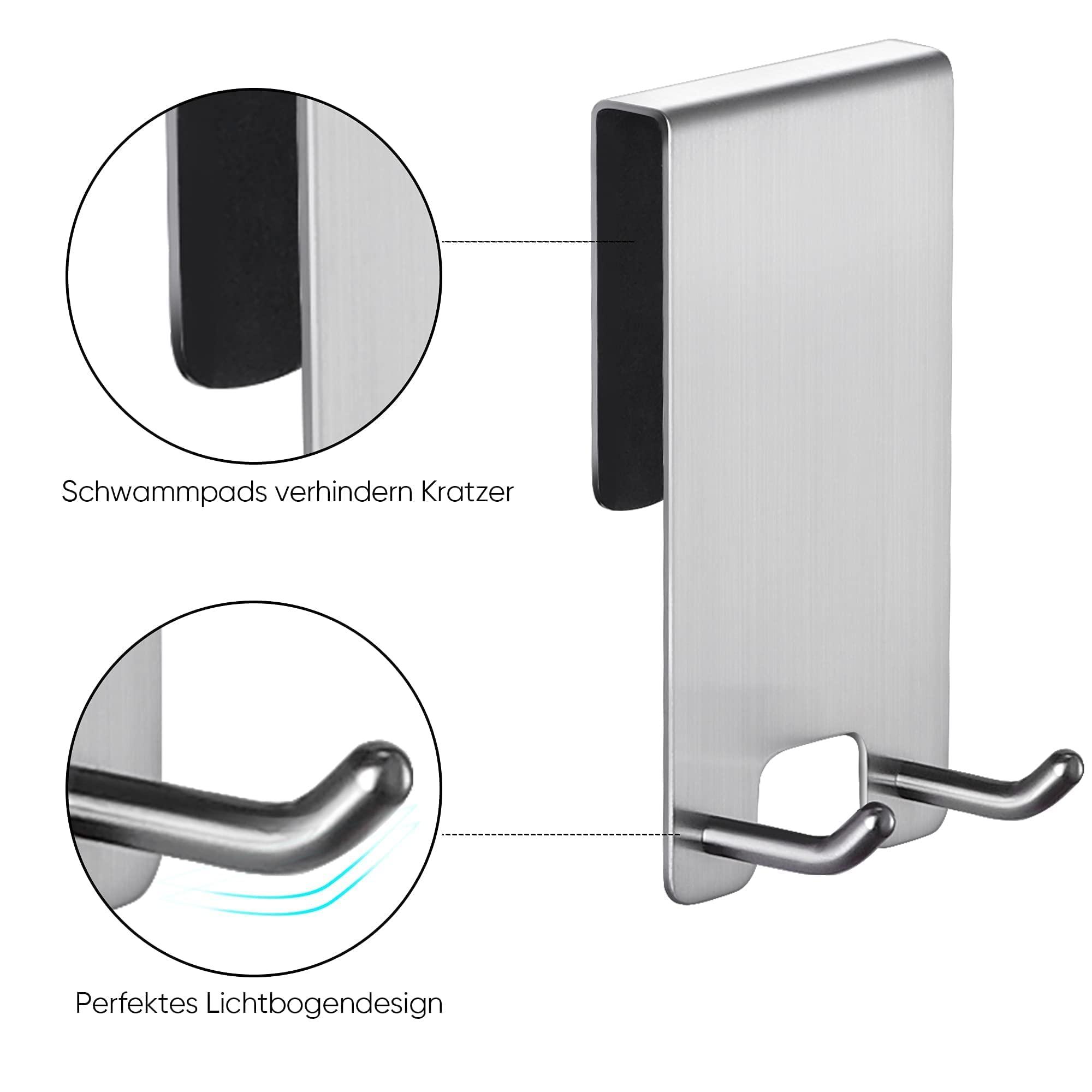 Móc tường tắm - Móc tắm mà không cần khoan 2 bộ bảo vệ cao su | Khung cho khăn tắm tắm | Đối với độ dày thủy tinh 6-12 mm