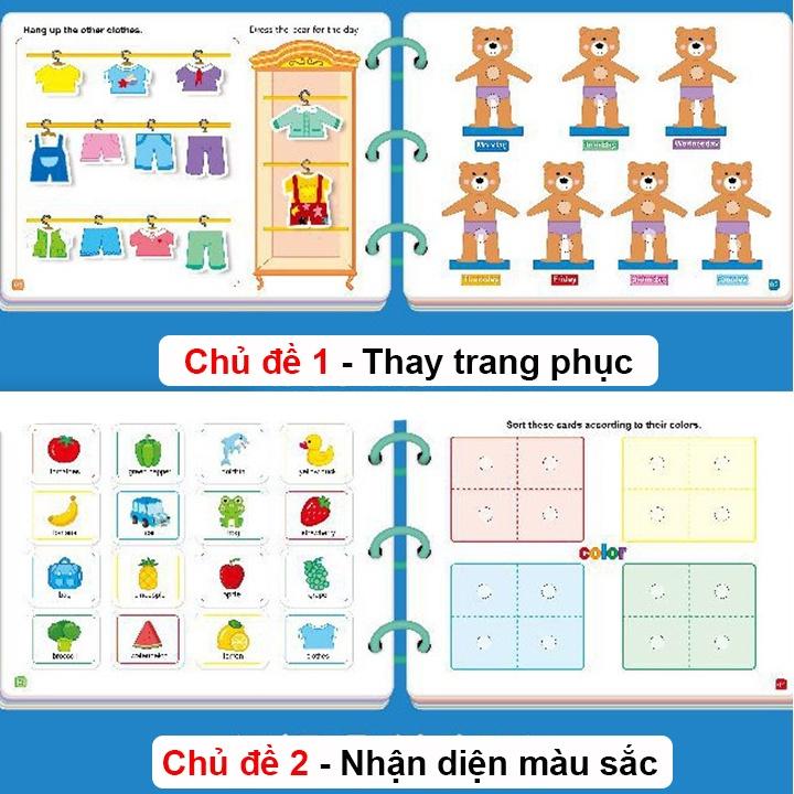 Đồ Chơi Học Liệu Bóc Dán Montessori Thông Minh Cho Bé 17 Chủ Đề Dùng Nhiều Lần Giúp Bé Vừa Chơi Vừa Học