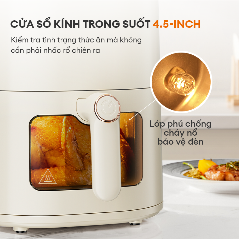 Nồi chiên không dầu 5L Gaabor AF-45M01A mặt kính trong suốt vừa con gà 1.5kg công suất 1350W - Hàng chính hãng