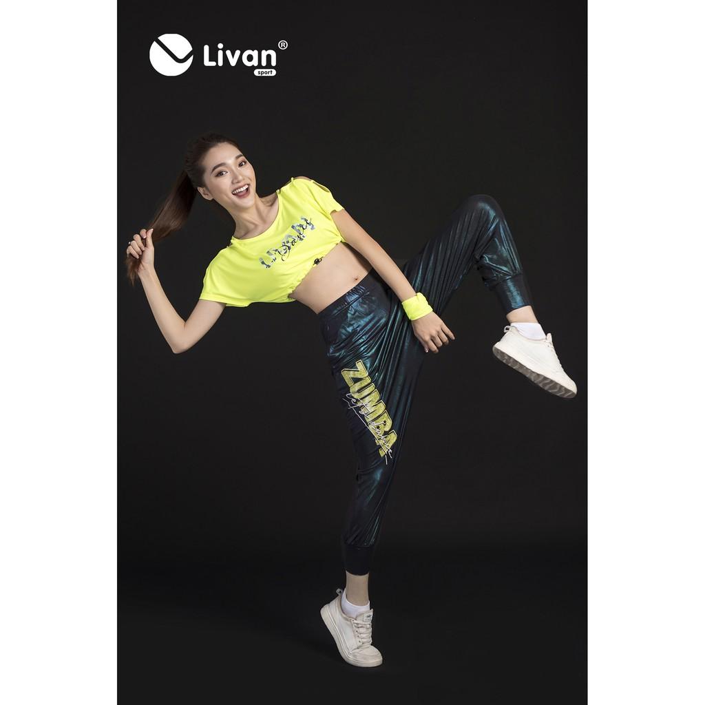 Quần Nhảy Zumba Nữ LIVAN SPORT Ánh Xanh Tím Lấp Lánh