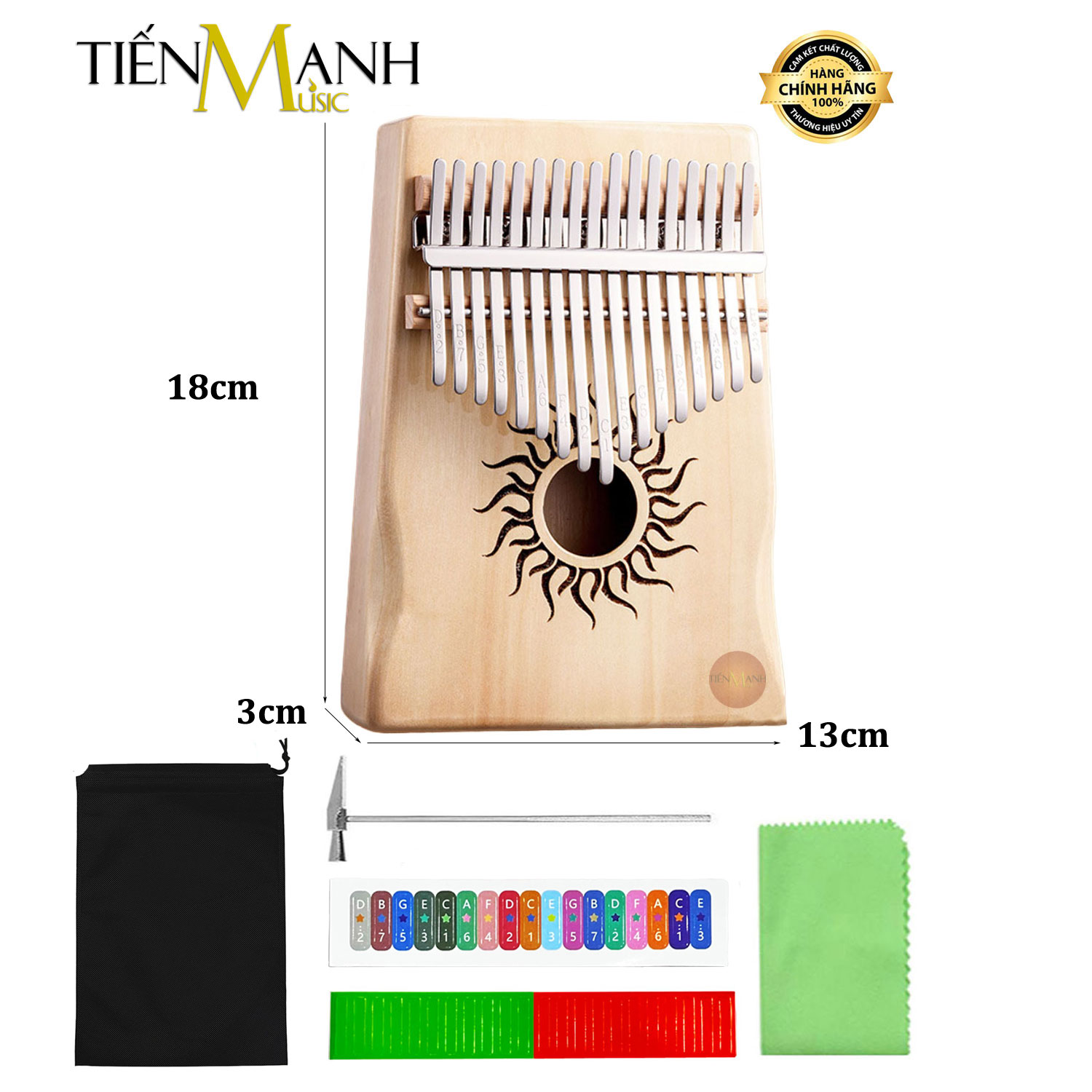 Đàn Kalimba 17 Phím Hluru KHS17 Poplar, Yellow, Brown - Nhạc Cụ Tiến Mạnh Music Hàng Chính Hãng - KHS17-Poplar