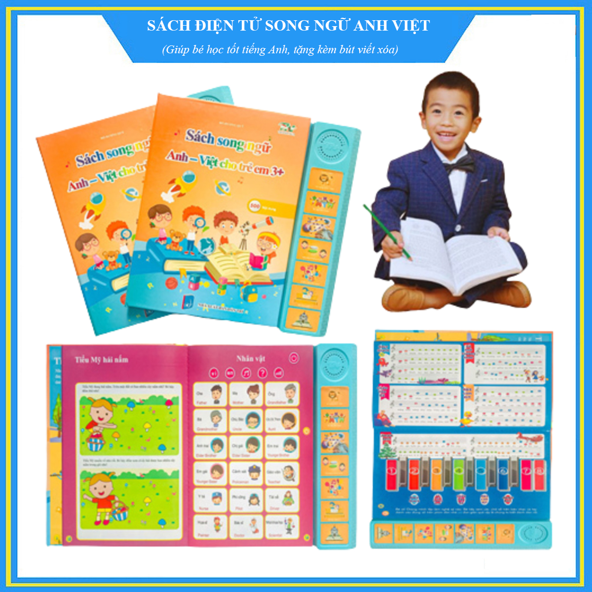Sách nói Điện tử Song ngữ Anh - Việt cho trẻ em - Sách điện tử đa chức năng giáo dục sớm