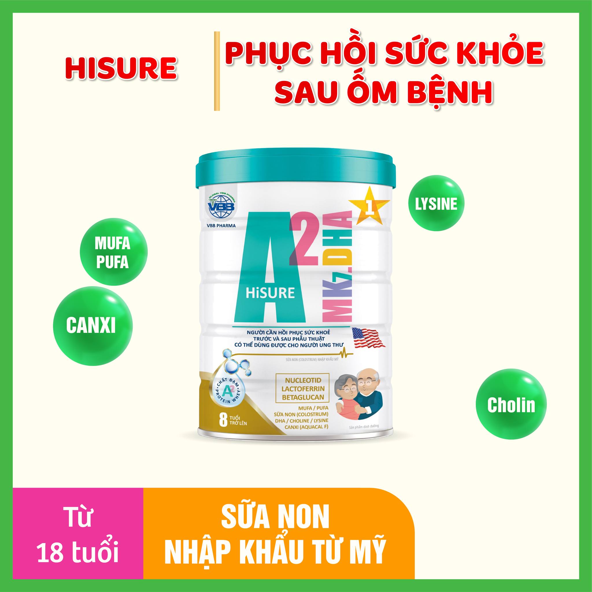 Sữa Bột cho người Ung thư A2 HiSure 900g