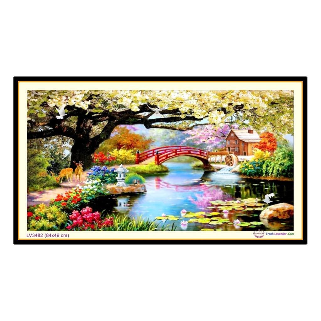 Tranh thêu ngôi nhà hạnh phúc LV3482 - kích thước: 84 * 49cm.