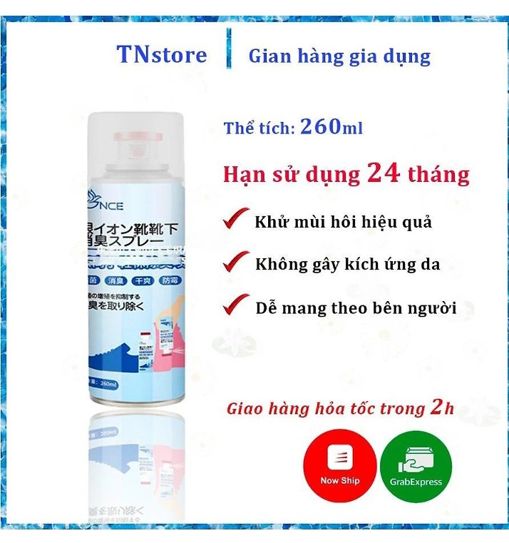 CHAI XỊT HÔI CHÂN NHẬT BÌNH XỊT HÔI CHÂN KHỬ MÙI GIÀY CÔNG NGHỆ NANO BẠC MÙI DỊU NHẸ 260ml  ĐÁNH BAY MÙI HÔI GIÀY DÉP