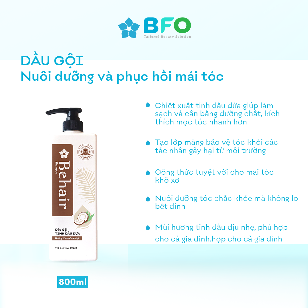 Combo Gội Xả Behair Tinh Dầu Dừa Giúp Mềm Mượt Giảm Gãy Rụng Kích Thích Mọc Tóc