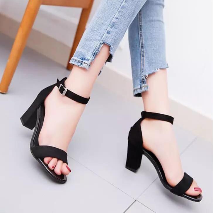 Giày sandal gót vuông 7 phân big size 40 41 42 43 44
