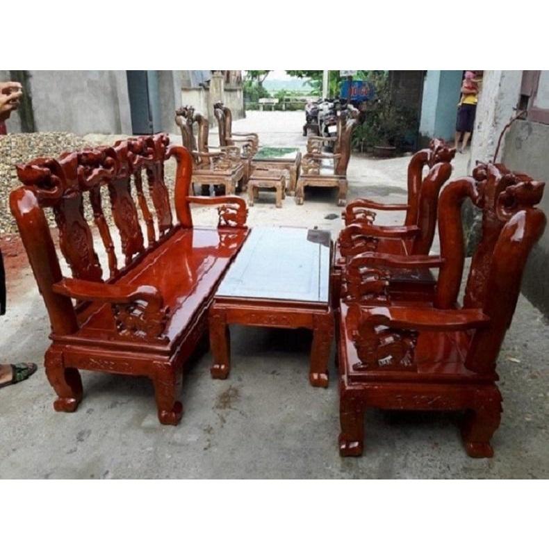 Bộ bàn ghế phòng khách minh quốc đào gỗ xoan tay 10