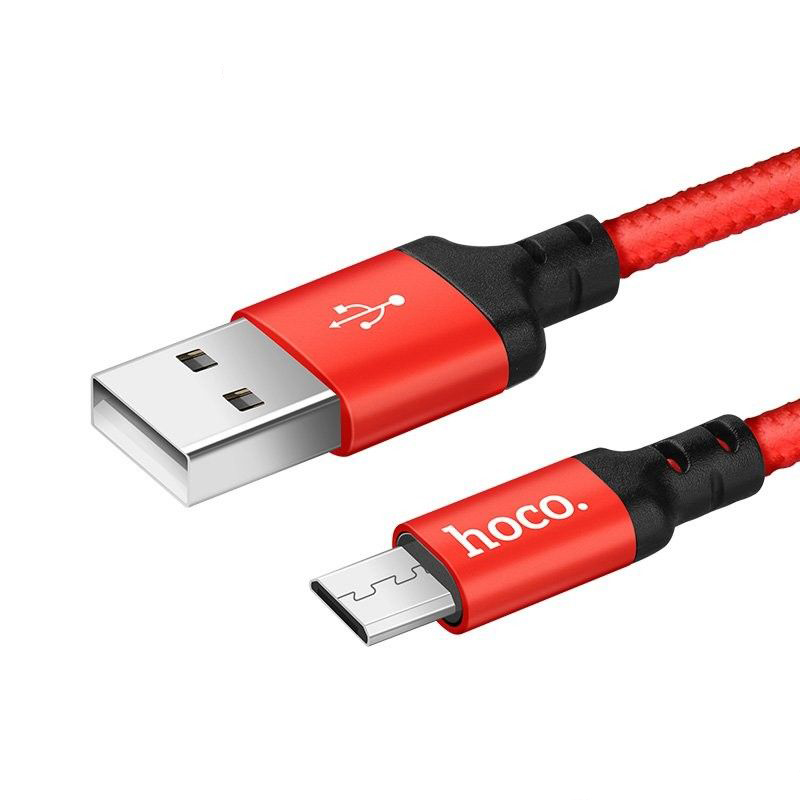 Cáp sạc dây dù Hoco X14 dài 1M - cổng microUSB (Đỏ)- Hàng chính hãng