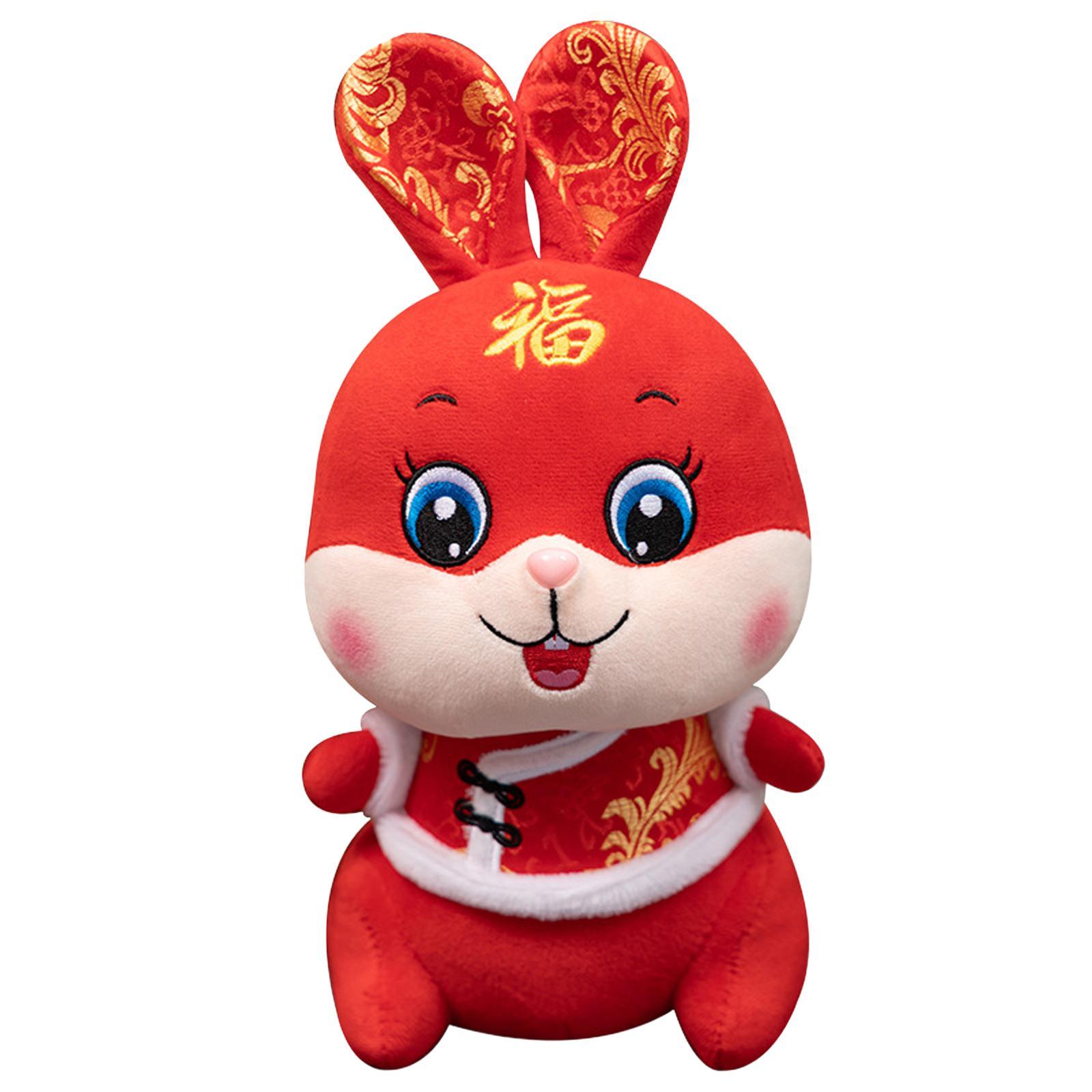 Chinese New Year Rabbit Plush Toy Blessing Throw Pillow for Table Home Gift