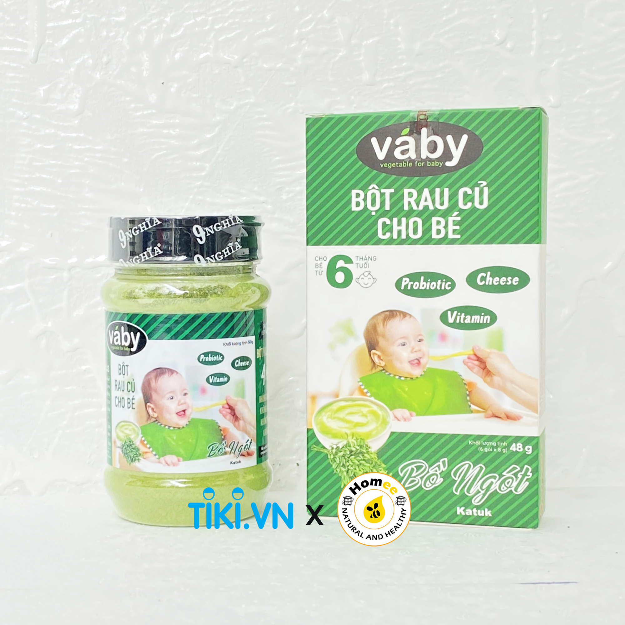 Bột nêm Rau Bồ Ngót &amp; Phô Mai dành cho bé ăn dặm VABY 48g / 90g - Gia vị nêm và rắc dành cho bé từ 6 tháng | Sản phẩm của công ty 9 Nghĩa