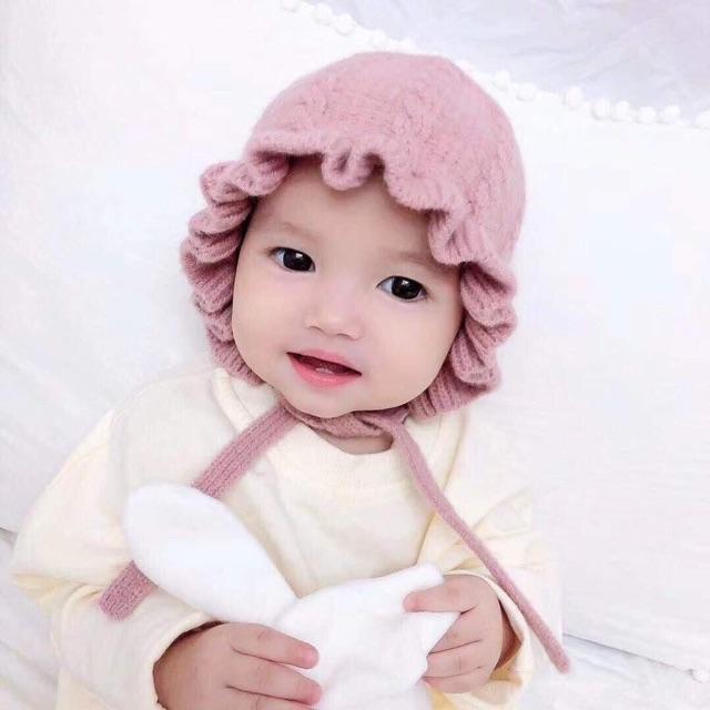 Mũ len tai bèo trẻ em dáng Hàn Quốc