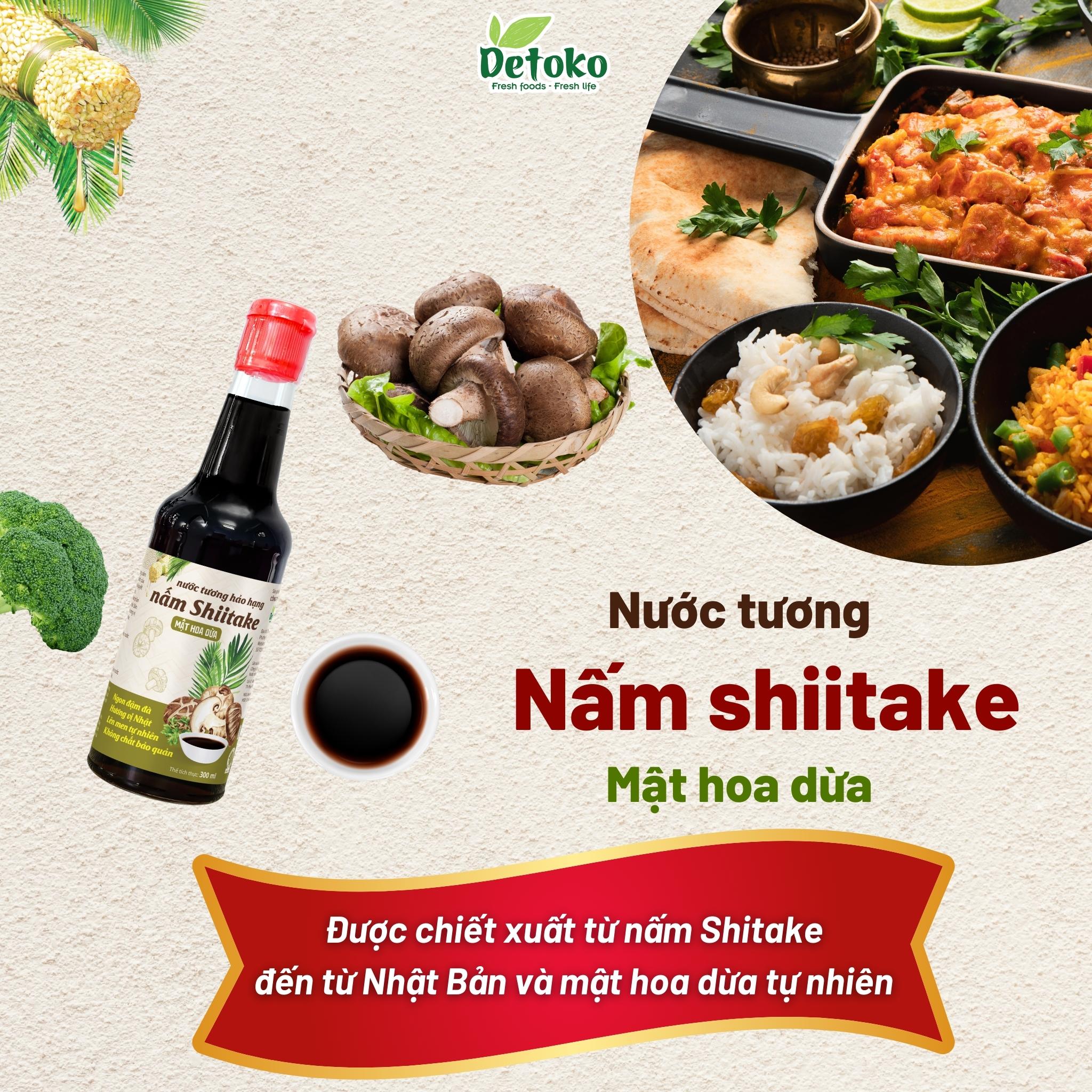 Nước tương nấm Shiitake mật hoa dừa hảo hạn 300ml - Detoko