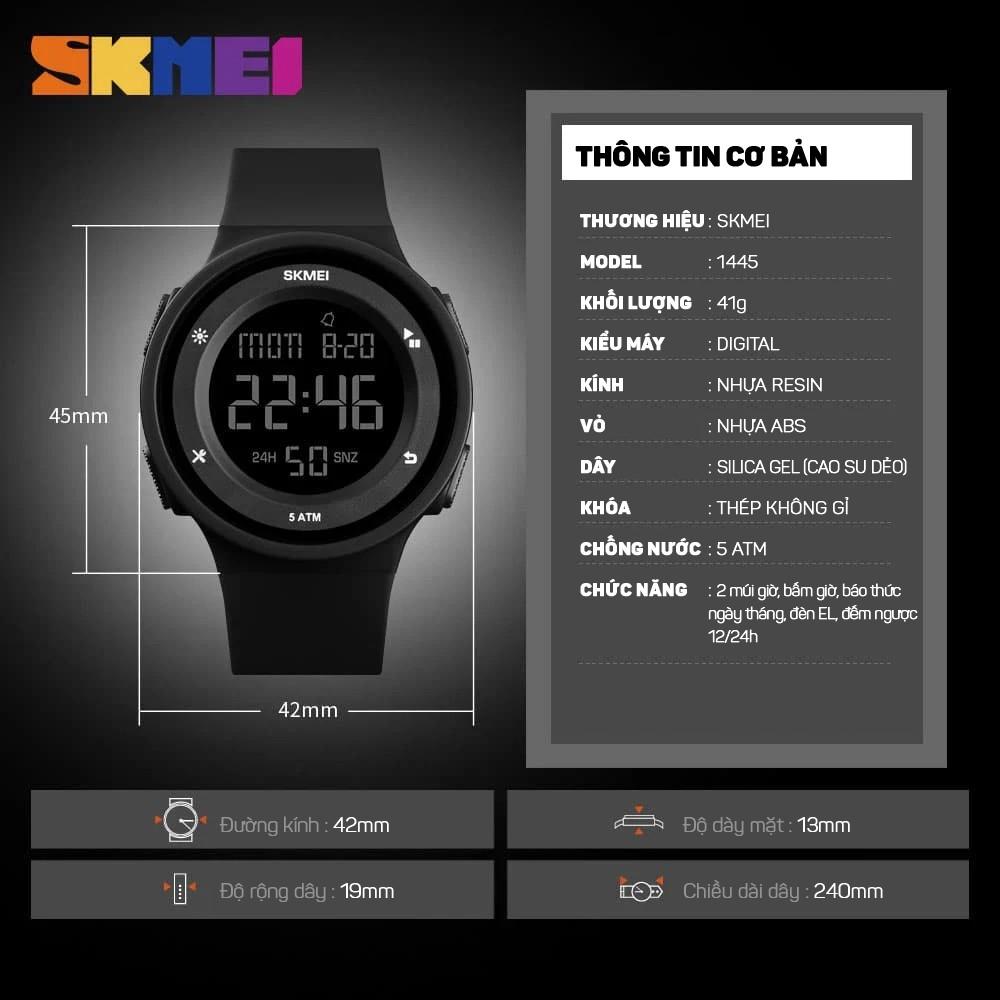 Đồng hồ Unisex SKMEI 1445 Silicon Thể thao ngoài trời chống nước