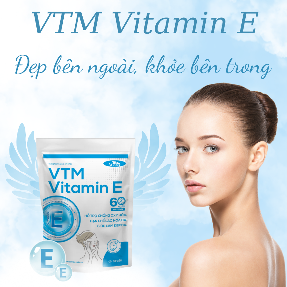 Viên uống bổ sung vitamin E VTM tăng cường sức khỏe, hỗ trợ chống oxy hóa, lão hóa da