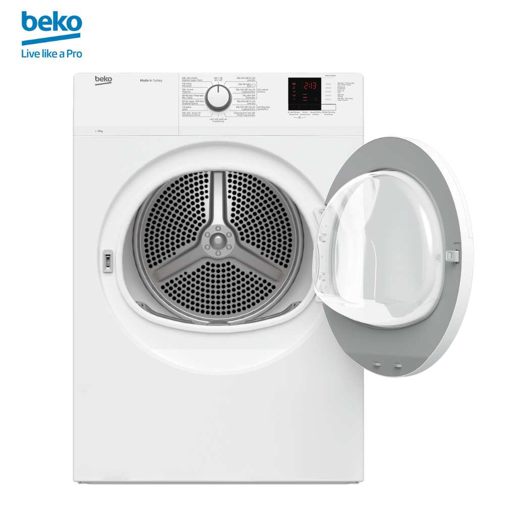 Máy Sấy Quần Áo BEKO Công Nghệ Sấy Thông Hơi 8Kg, Chống Nhăn Tự Động, Lọc Bụi Vải - DA8112RX0W - Hàng Chính Hãng