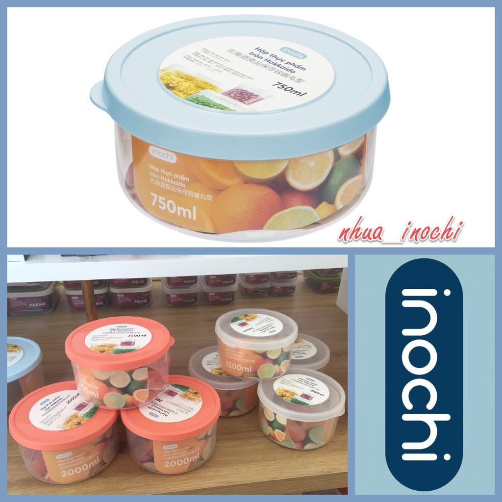 Set 3 Hộp thực phẩm Nhựa Đựng đồ Thức Ăn Thực Phẩm Hokkaido nhựa Tròn INOCHI Nhựa Trong Suốt 500-1000-200ml BOTPTN