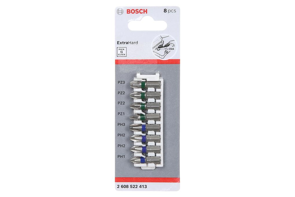 BỘ VẶN VÍT EXTRA HARD 25MM ĐẦU PH, PZ (8 MÓN) BOSCH 2608522413 - HÀNG CHÍNH HÃNG