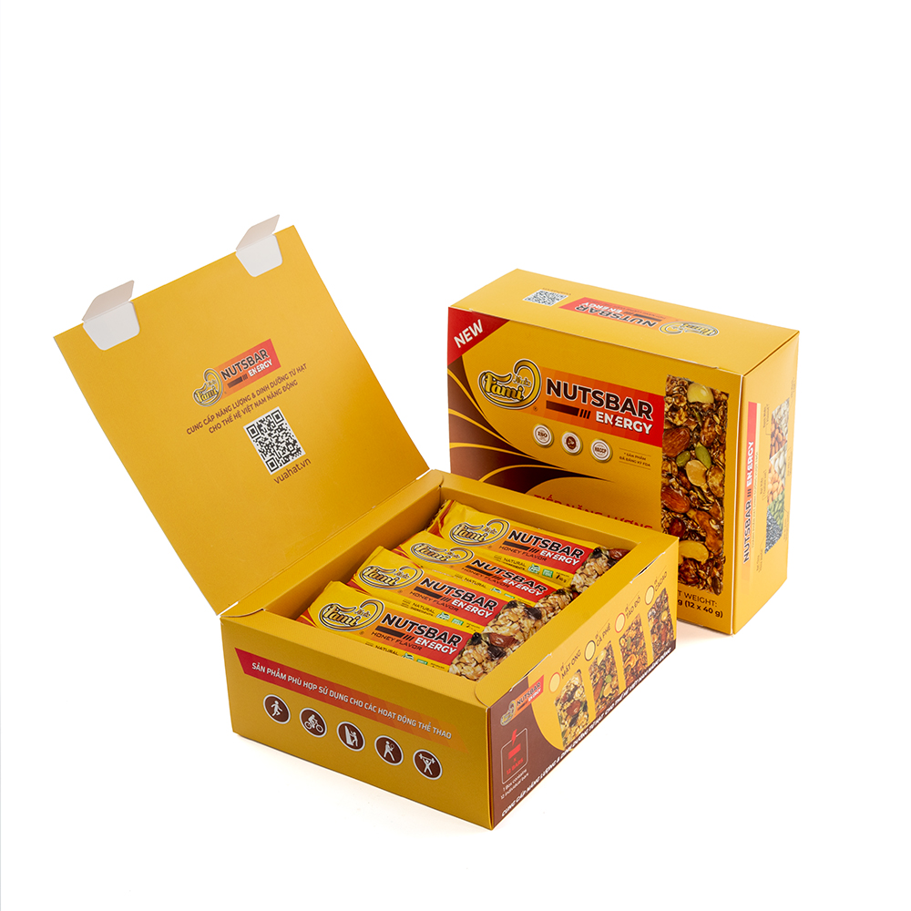 Thanh Hạt Năng Lượng FAMINUTS Vị Táo Đỏ, Cacao, Mật Ong, Cà Phê Nutsbar Energy Hộp 12 Thanh 480g - Thực Phẩm Tiếp Năng Lượng Lành Mạnh