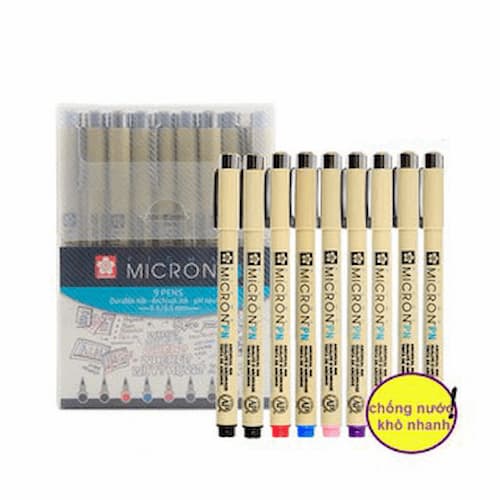 Set 9 Bút Pigma Micron PN ngòi chống nước