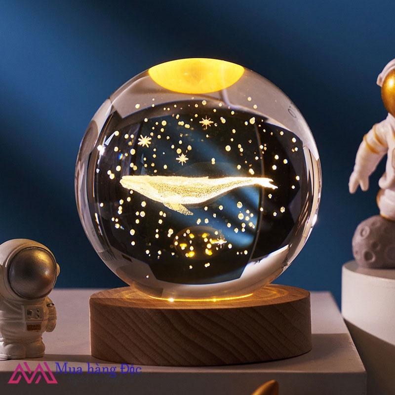 Bộ Quà Tặng Quả Cầu Pha Lê 3D larser LED cá heo lớn CH01 6cm